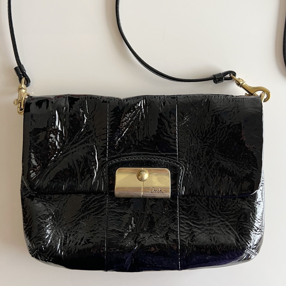Coach patent leather crinkle crossbody